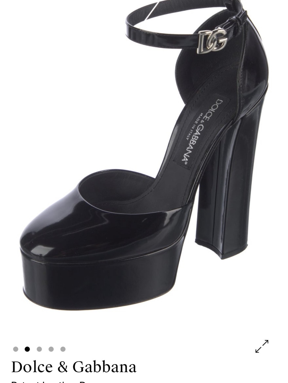 Dolce & Gabbana Black Patent Platform Ankle-Strap Pumps